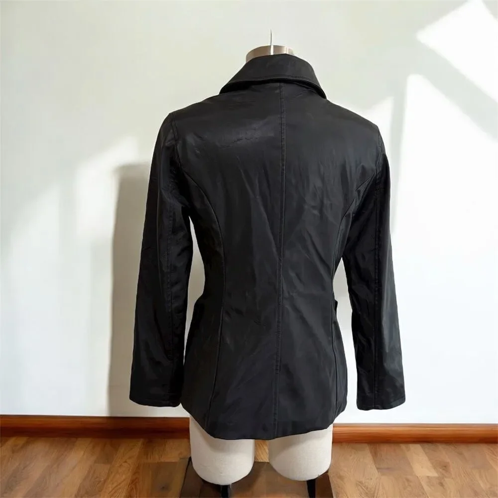 Vintage Rampage Black Faux Leather Blazer Jacket  Small Raincoat